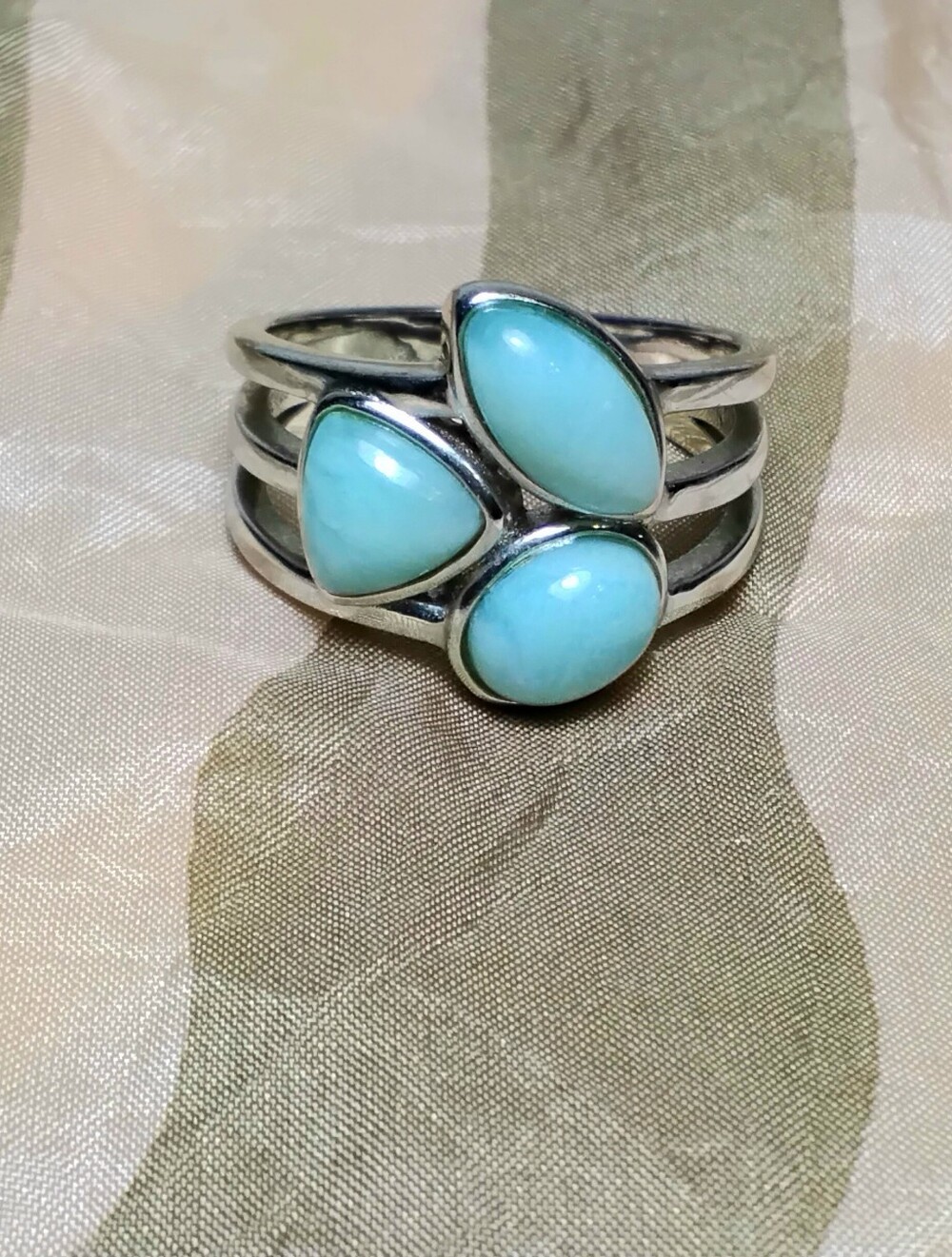 925 Silver Larimar Ring Sz 9